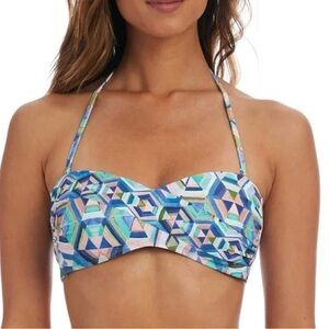 La Blanca Geometric Blue Halter Bikini Top